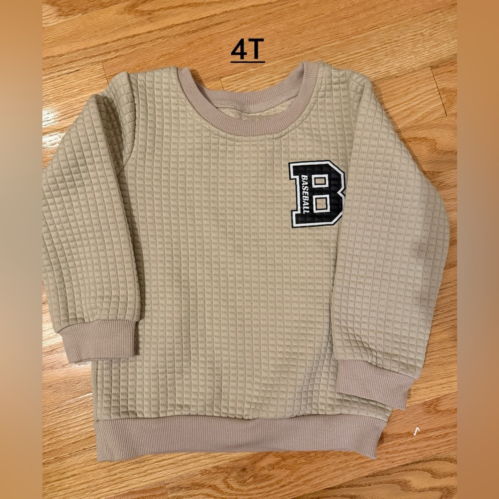 Beige Textured Sweatshirt with Patch